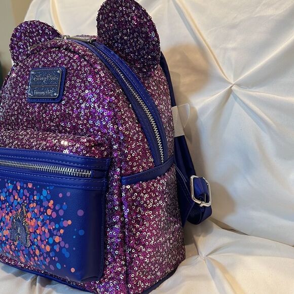 Loungefly Disneyland Paris 30th Anniversary Castle Sequin Backpack NWT main image 8